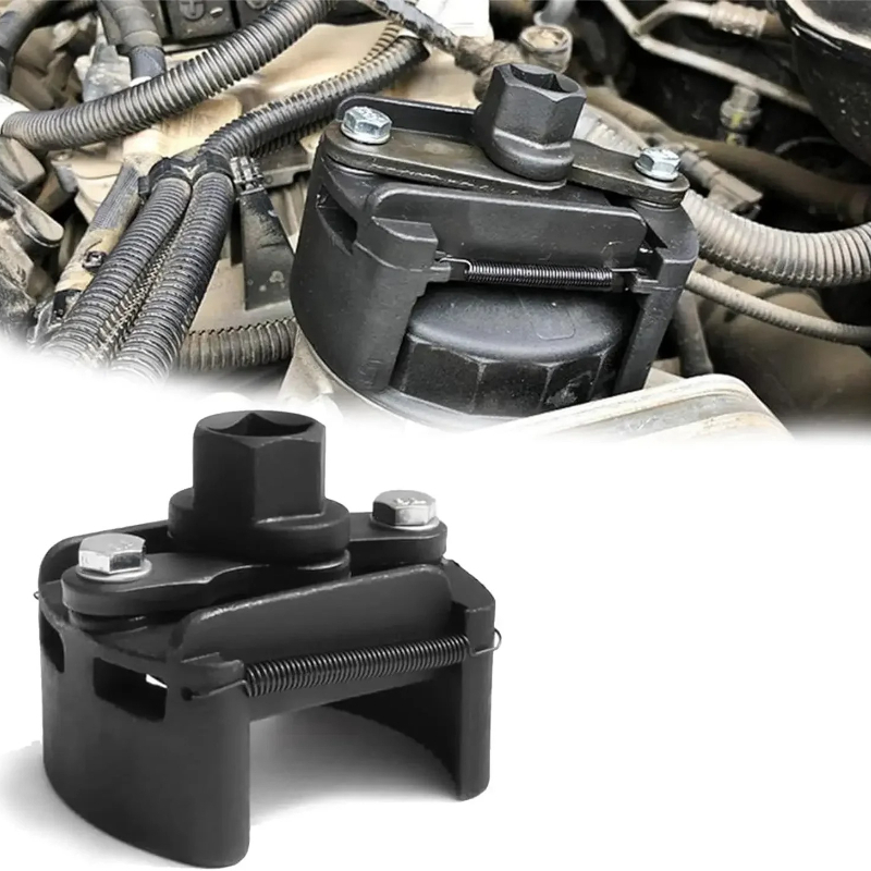 Oil Filter Wrench - ประแจถอดไส้กรองน้ำมันแบบสองขากรรไกร ปรับได้ ขนาด 60-80 มม. เครื่องมือถอดไส้กรองอเนกประสงค์สำหรับรถยนต์