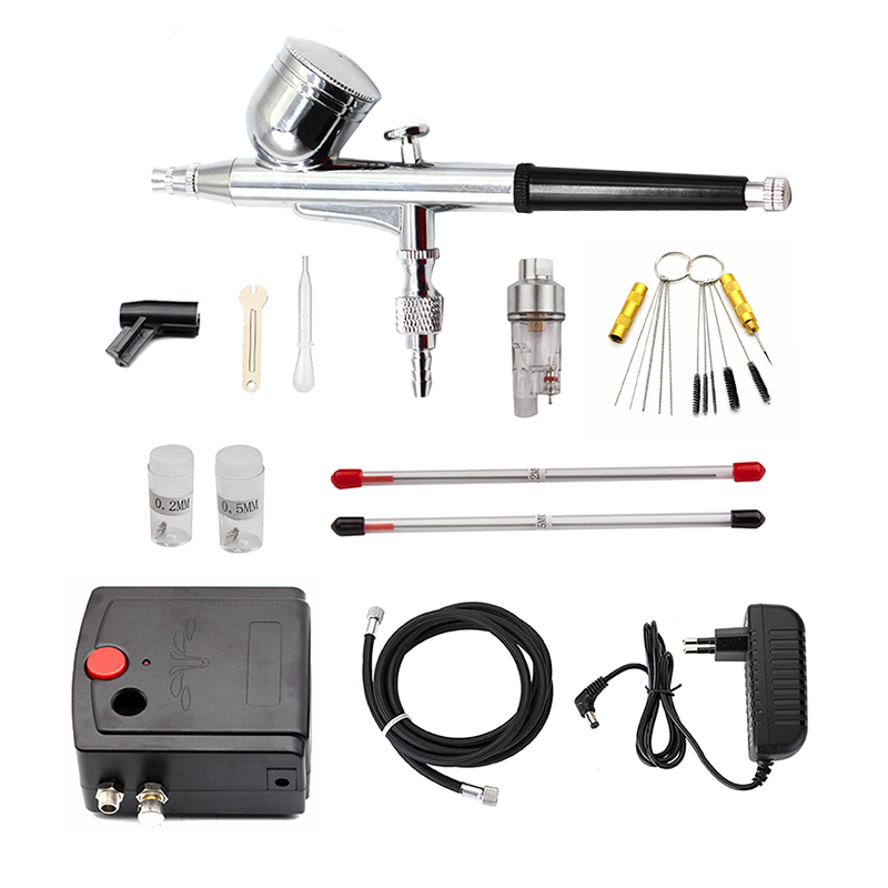 Heat Gun Paint Strip - Dual-Action Spray Gun Airbrush พร้อมคอมเพรสเซอร์ 0.3mm