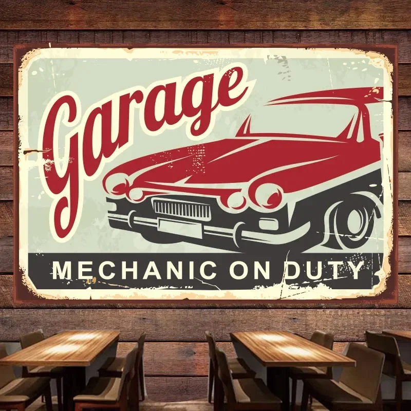 Auto Repair Shop Banners - ช่าง DUTY รถยนต์ Vintage โปสเตอร์ภาพวาดสําหรับโรงรถ Auto