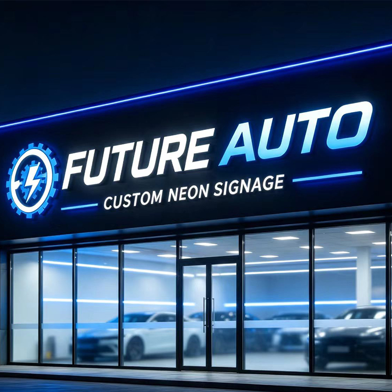 Auto Repair Shop Logo Design - ป้ายไฟ LED 3 มิติ แบบกำหนดเอง สำหรับภายนอกอาคาร