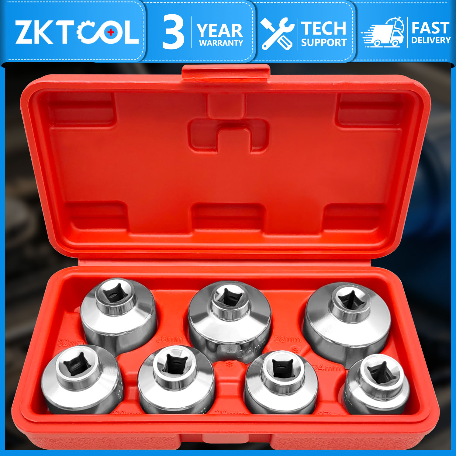 Oil Filter Wrench - ชุดประแจกระบอกกรองน้ํามัน 7 ชิ้น 24 มม. ถึง