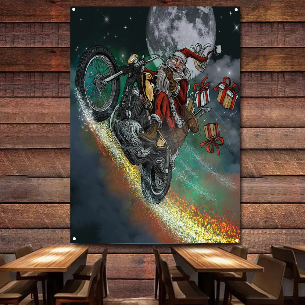 Santa Claus ขี่รถจักรยานยนต์ V - Auto Repair Shop Banners บทวิจารณ์และราคา